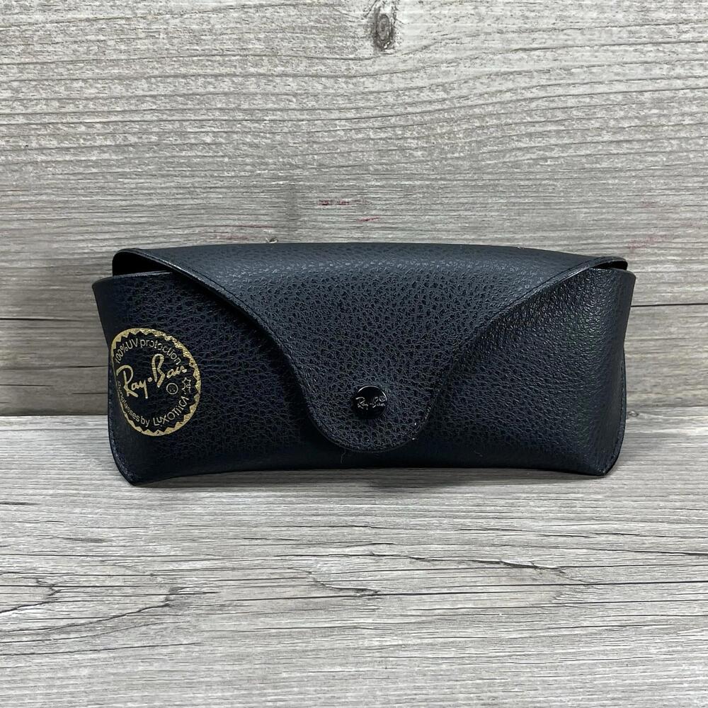 Ray Ban Luxottica Sunglasses Eyeglass Semi-Hard Case Black Snap Closure Leather